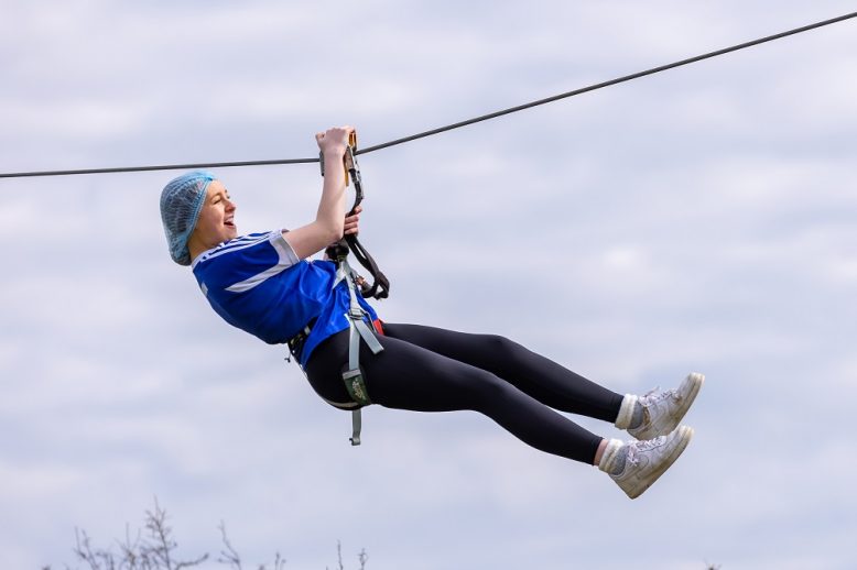 School kids enjoying Sky Aerial Junior Adventure activity at Carlingford